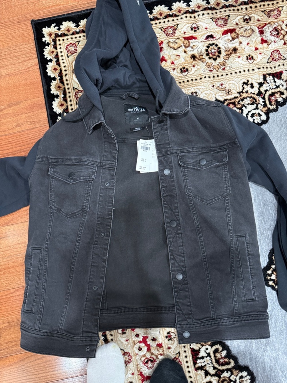 Hollister Black/Charcoal Turtleneck Layered Jacket